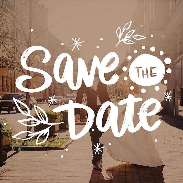 Free Vector beautiful wedding save the date with photo