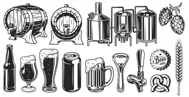Free Vector beer object set