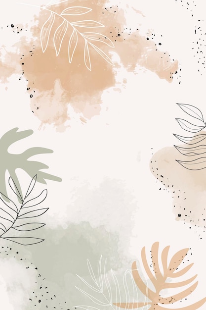 Free Vector beige leafy watercolor background 