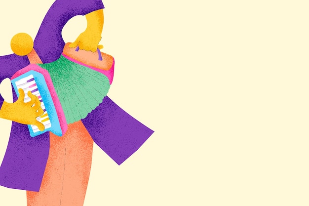 Free Vector beige musical background with accordionist musician flat graphic