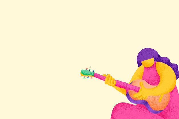 Free Vector beige musical background with guitarist musician flat graphic