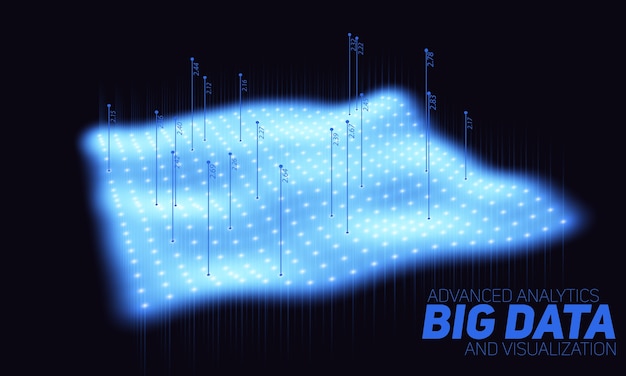 Free Vector big data blue plot visualization. futuristic infographic. information aesthetic design. visual data complexity. complex data threads graphic visualization.