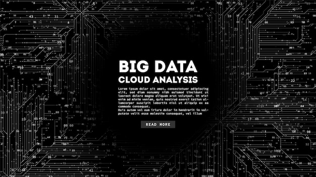 Free Vector big data cloud computing. blockchain visualiztion. social network information complexity.