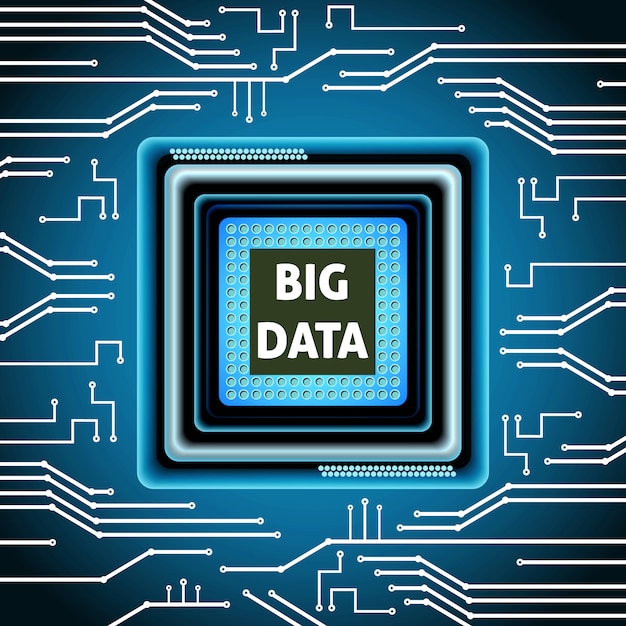 Free Vector big data microchip computer electronics cpu background vector illustration