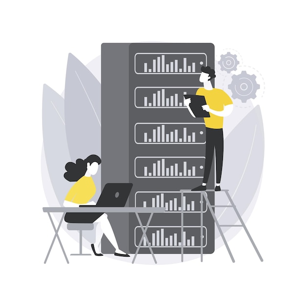 Free Vector big data storage. big data architecture, real-time analytics, commodity server, high-capacity disk infrastructure, storage area network.