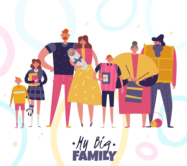Free Vector big family illustration