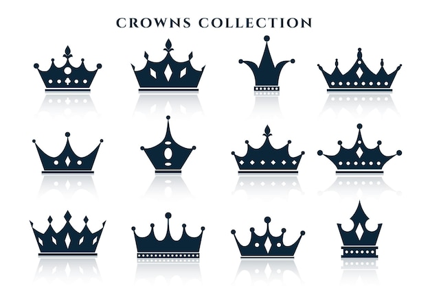 Free Vector big set of crowns in different styles