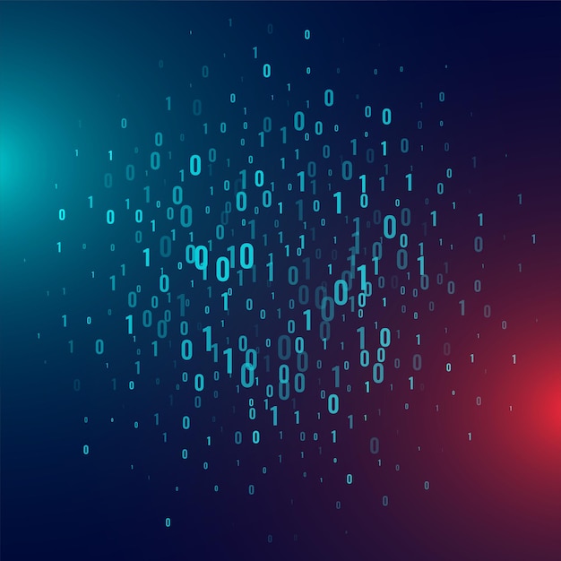 Free Vector binary code web algorithm background with shiny effect