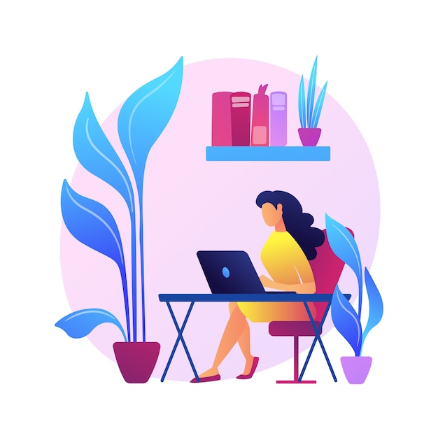 Free Vector biophilic design in workspace abstract concept   illustration. biophilic room, eco-friendly workspace, green office design trend, bring outdoors indoors, vertical garden