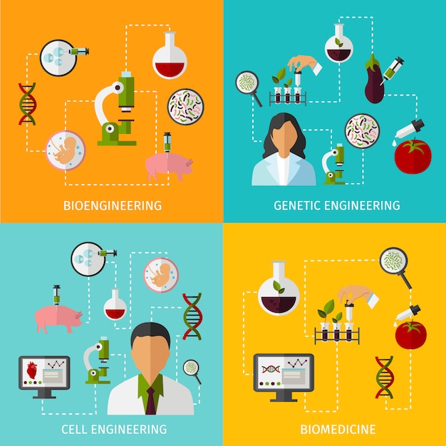 Free Vector biotechnology concept set