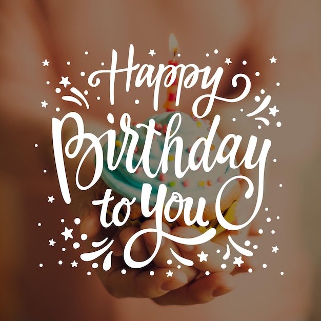 Free Vector birthday lettering with photo