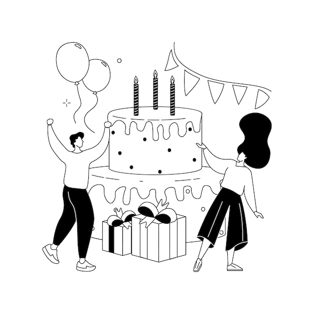 Free Vector birthday party abstract concept vector illustration celebration supplies party invitation planning list special occasion cake greeting card sing happy birthday sweet 16 abstract metaphor