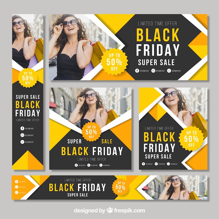 Free Vector black friday website banner template