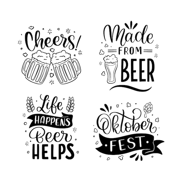 Free Vector black lettering oktoberfest stickers