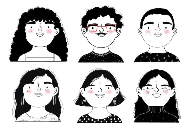 Free Vector black and white avatars of people