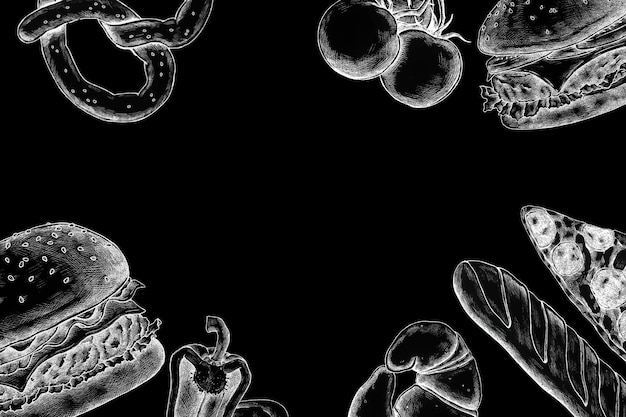 Free Vector blank junk food frame design vector