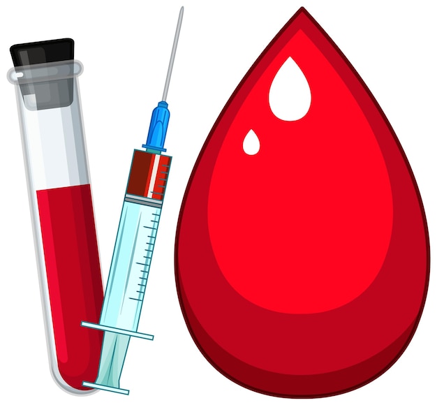 Free Vector blood drop syringe and test tube vector illustration
