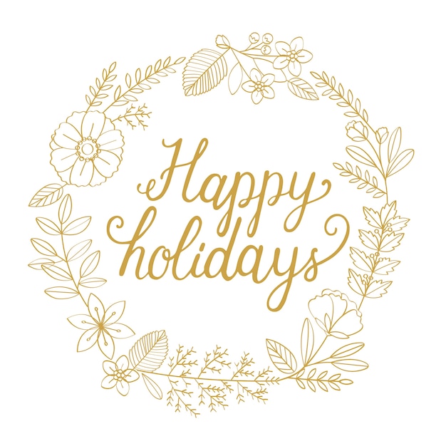 Free Vector blossom wreath new year typography illustration