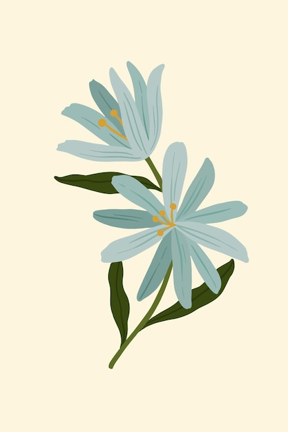 Free Vector blue botanical on a creamy background