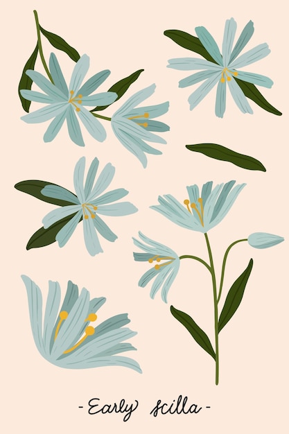 Free Vector blue botanical on a nude background vector