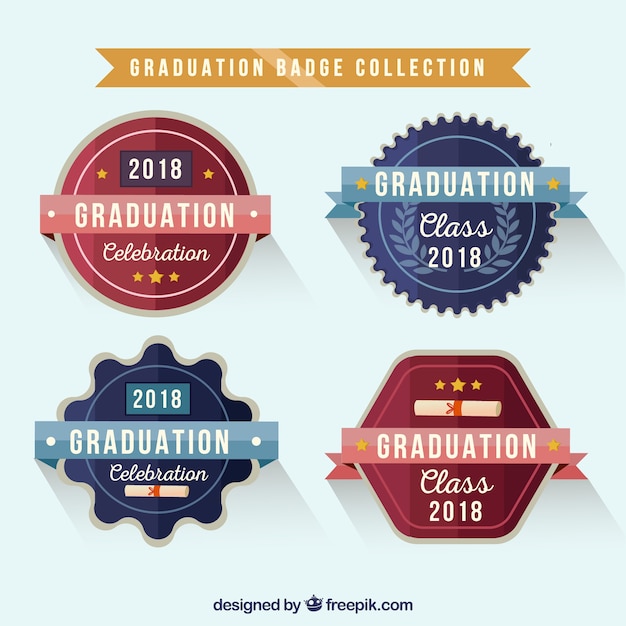 Free Vector blue and red graduation label collection