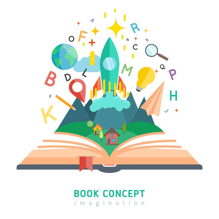 Free Vector book concept illustration