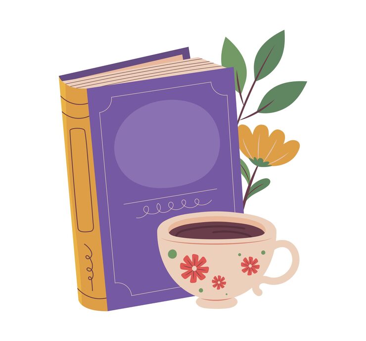 Free Vector book with coffee book day icon