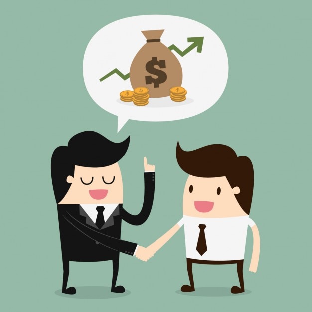 Free Vector boss and employee speaking about money