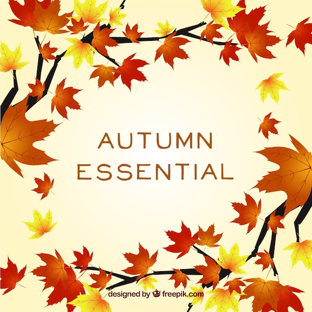 Free Vector branches with dry leaves background