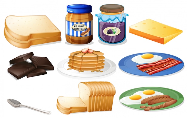 Free Vector breakfast set with bread and jam