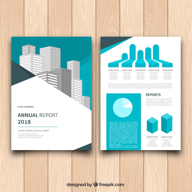 Free Vector brochure template with graphics and buildings