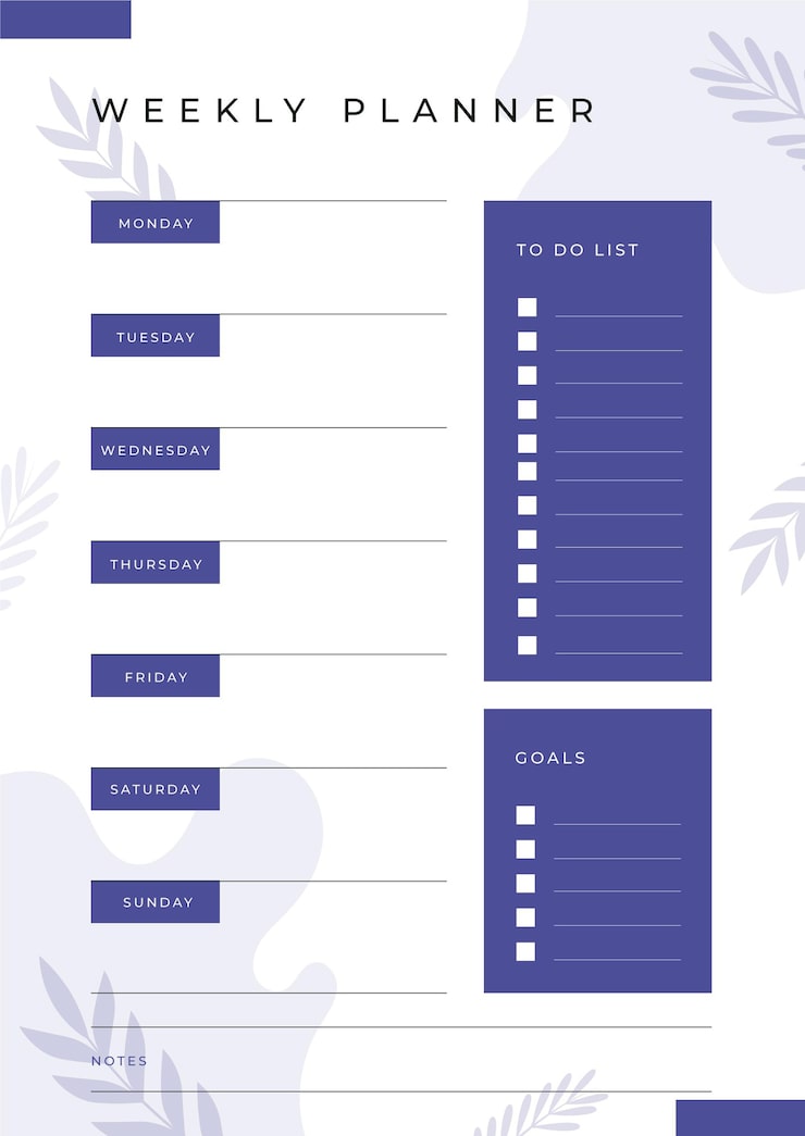 Free Vector bullet journal planner with leaves