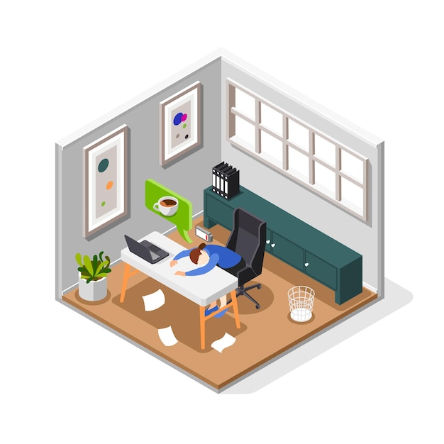 Free Vector burnout syndrome isometric composition