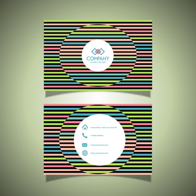 Free Vector business card template with a striped design