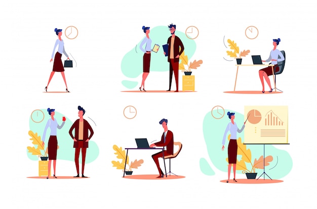 Free Vector business day set