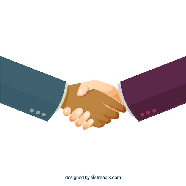 Free Vector business handshake background in flat style