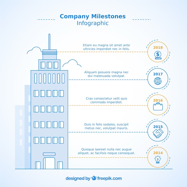 Free Vector business infographic with building