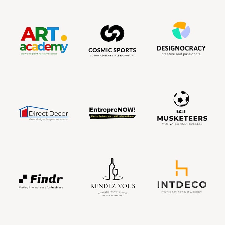 Free Vector business logo template geometric branding design vector set