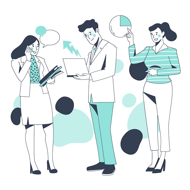 Free Vector business people discussing charts