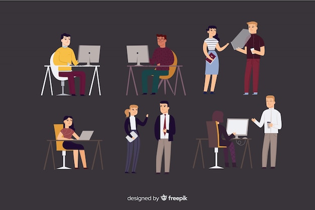 Free Vector business people with laptop
