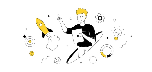 Free Vector business startup project launch successful idea