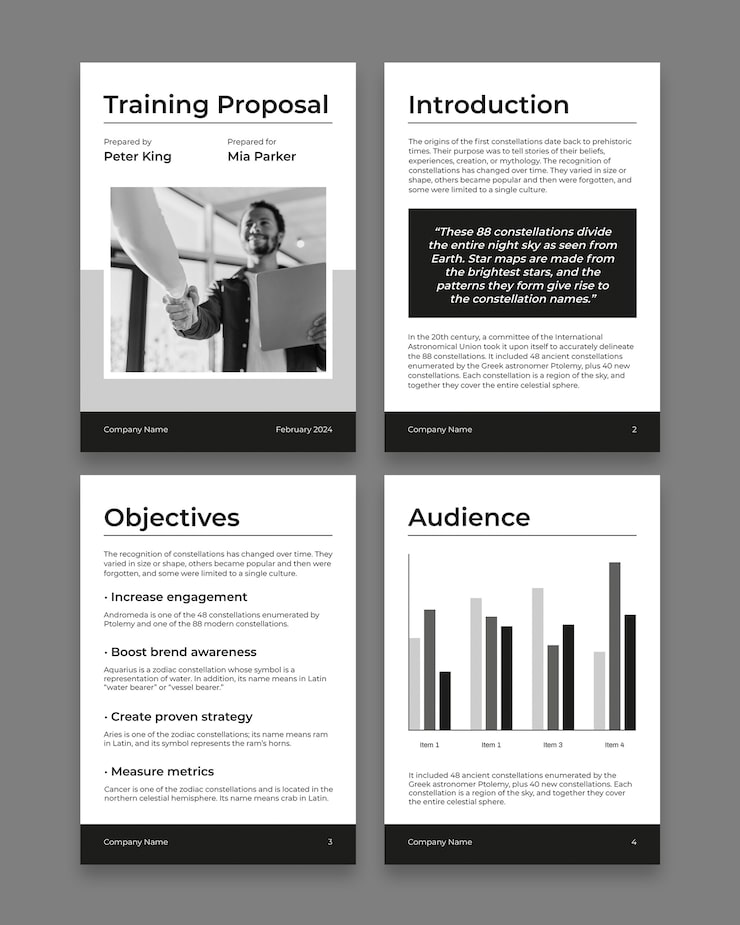 Free Vector business training proposal template design