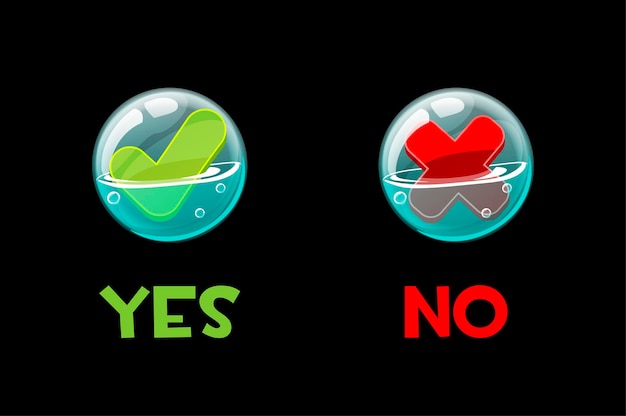 Free Vector buttons yes and no in soap bubbles for the interface.