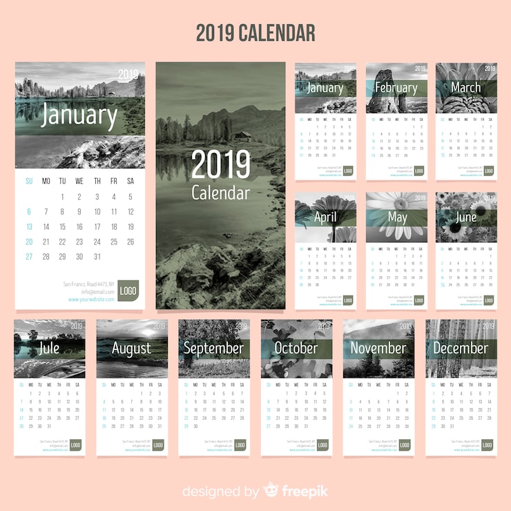 Free Vector calendar 2019