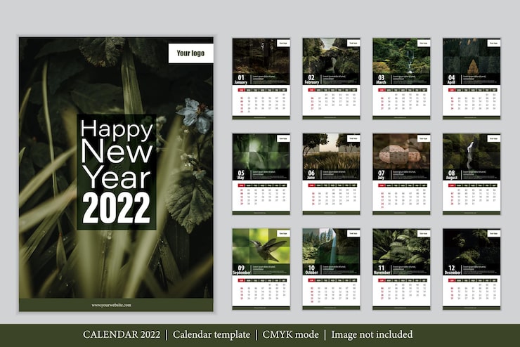 Free Vector calendar happy new year 2022