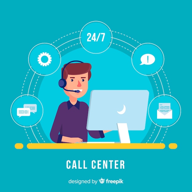 Free Vector call center agent design in flat style