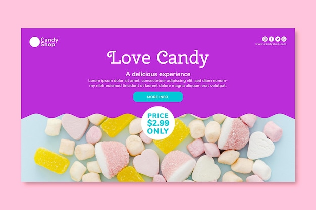 Free Vector candy store horizontal banner template