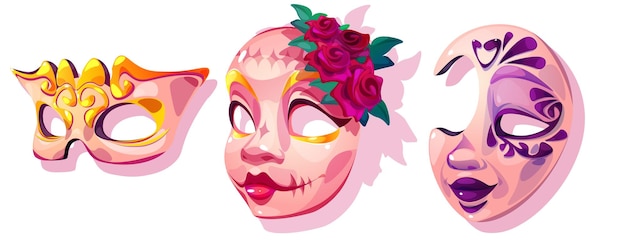 Free Vector carnival and theatre face mask