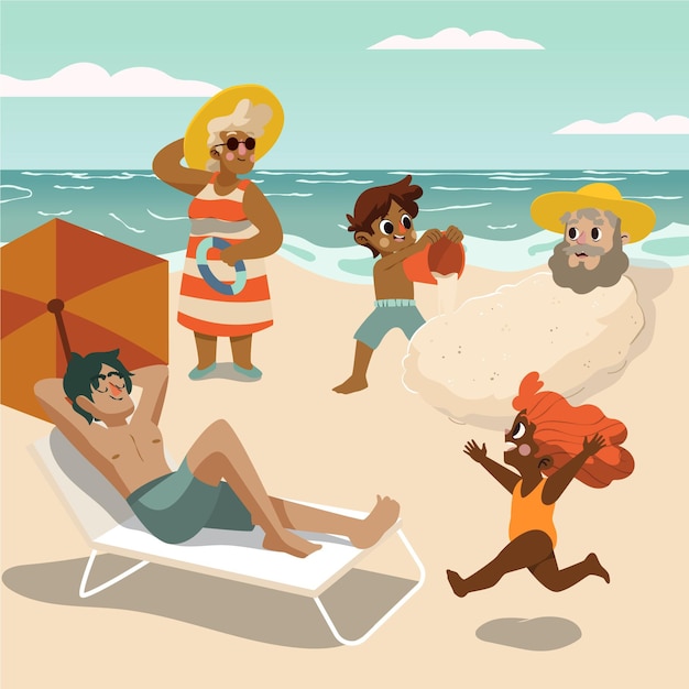 Free Vector cartoon summer scenes set
