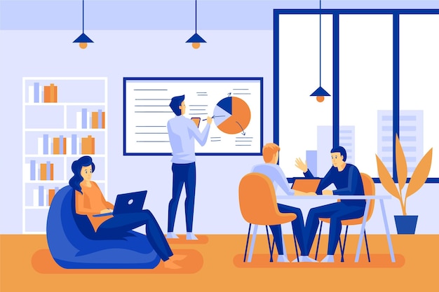 Free Vector cartoon team characters coworking